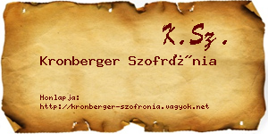 Kronberger Szofrónia névjegykártya